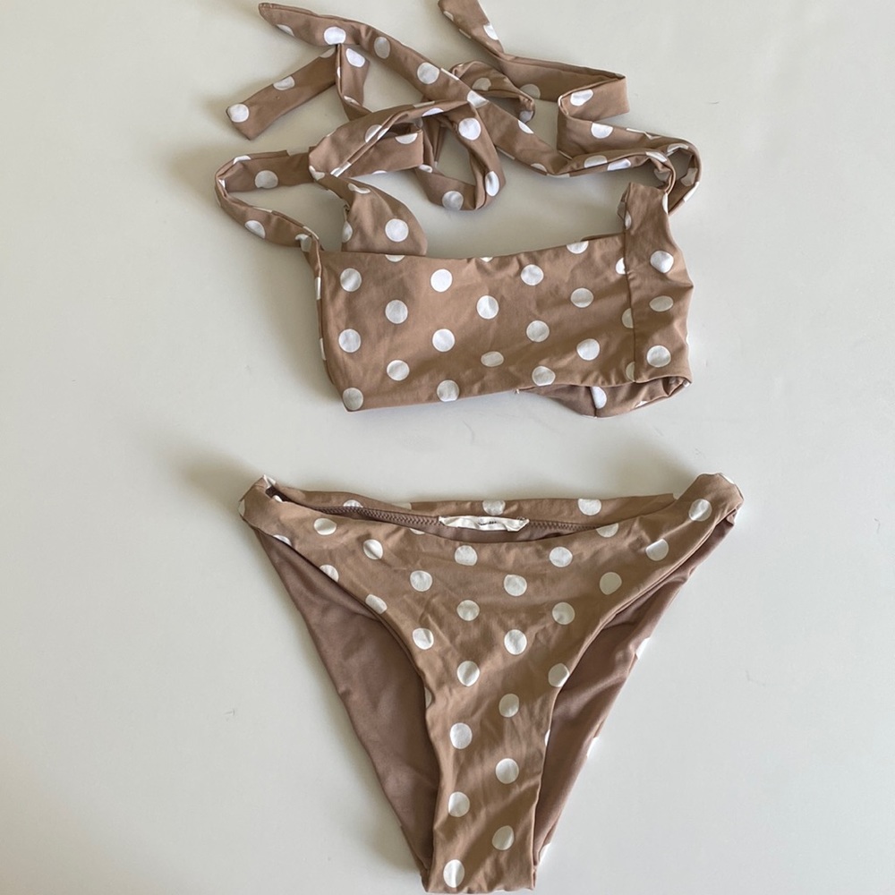 Polka Dot Tan Bikini Set
